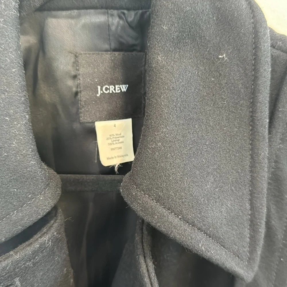 J. Crew wool black double breasted winter fall preppy collegiate pea coat 4 - Picture 3 of 11
